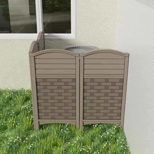 Air Conditioner Fence Privacy Screen 4 Panels Outdoor Enclosure Off White k7