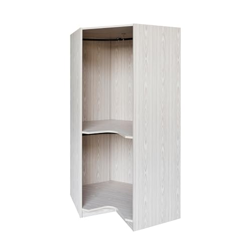 Polygon Corner Wardrobe Closet with Hanging Rods Gray k7m