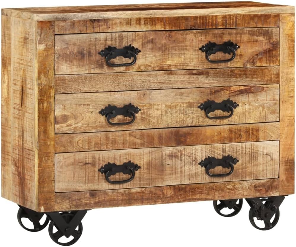 Sideboard with 3 Drawers Solid Mango Wood Brown k7