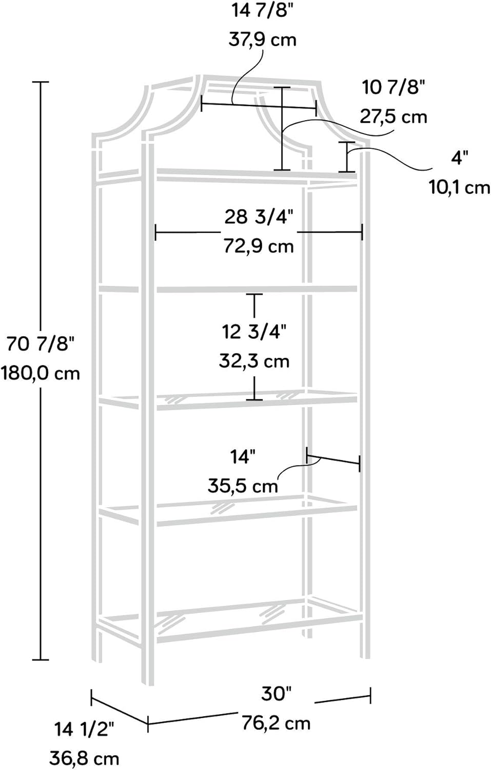 Bookcase with Satin Gold finish k7p