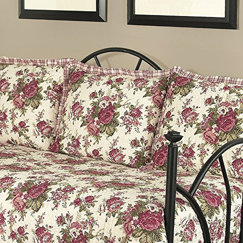 Farmhouse Floral Reversible Daybed Quilt Set 105x54 Tea Stain k7