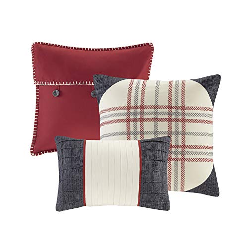 Cabin Lodge Plaid Comforter Set King 7 Piece Red a7