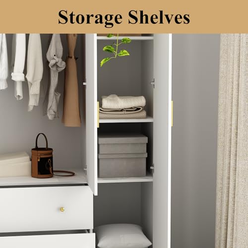 Wooden Armoire Wardrobe with Mirror and Drawers a7
