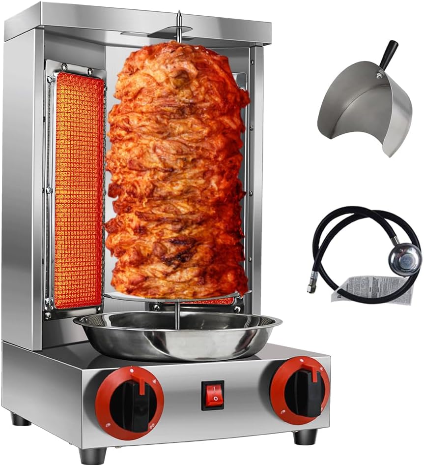 Shawarma Machine Gas Vertical Grill with 2 Burner and Meat Pan k7p