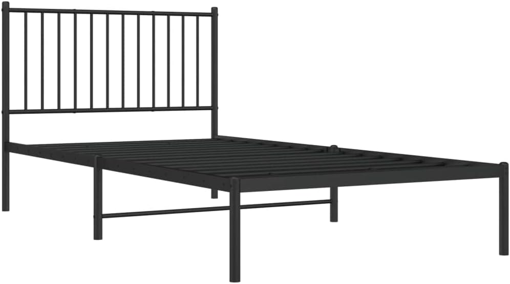 Metal Bed Frame with Headboard Black 39.4x78.7 k7p