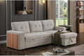 Devion Furniture 92" W Modern L-Shaped Polyester Fabric Upholstered Reversible Side Compartment Sleeper Sectional Sofa Bed with Chaise in Light Gray Finish