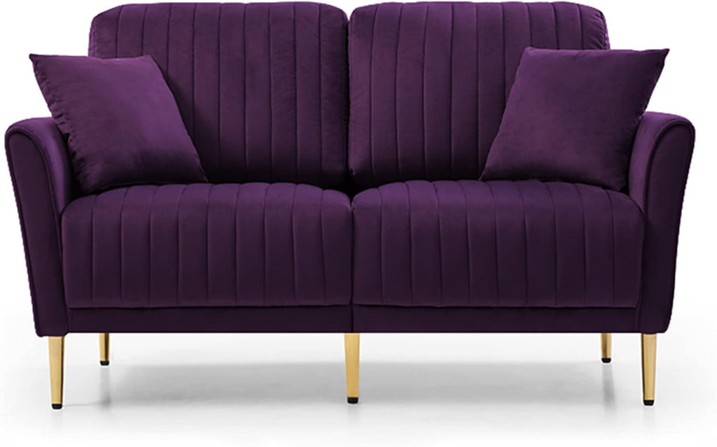 Modern Velvet Sectional Sofa Set with Metal Legs Purple k7m
