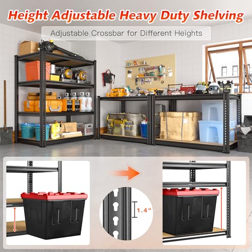 Heavy Duty Garage Shelving 5-Tier Adjustable Metal Storage Rack 72.1" H 2 Pack q7m