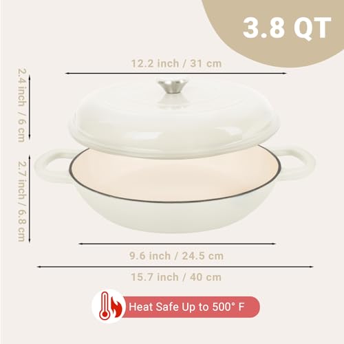Enameled Cast Iron Dutch Oven 3.8 Quart with Lid, Oven Safe to 500°F k7m