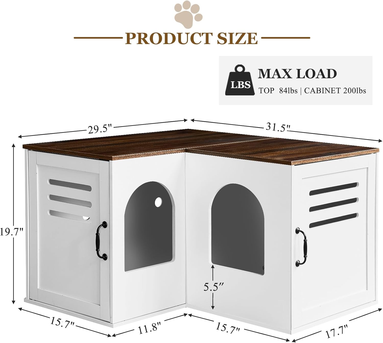 Corner Litter Box Enclosure for Two Cats, Hidden Cabinet Furniture a7