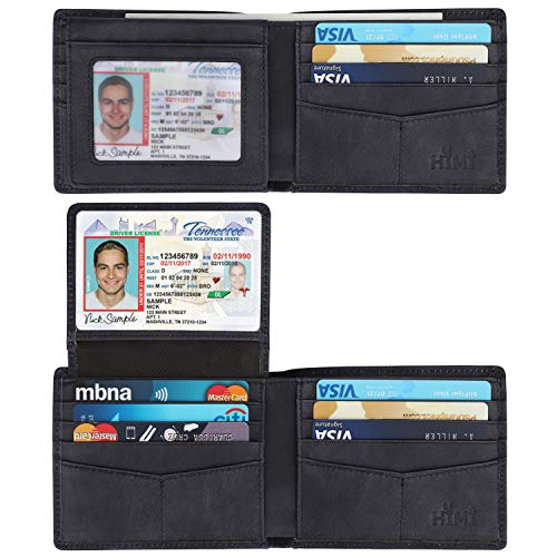 HIMI Wallet for Men-Genuine Leather RFID Blocking Bifold Stylish Wallet With 2 ID Window