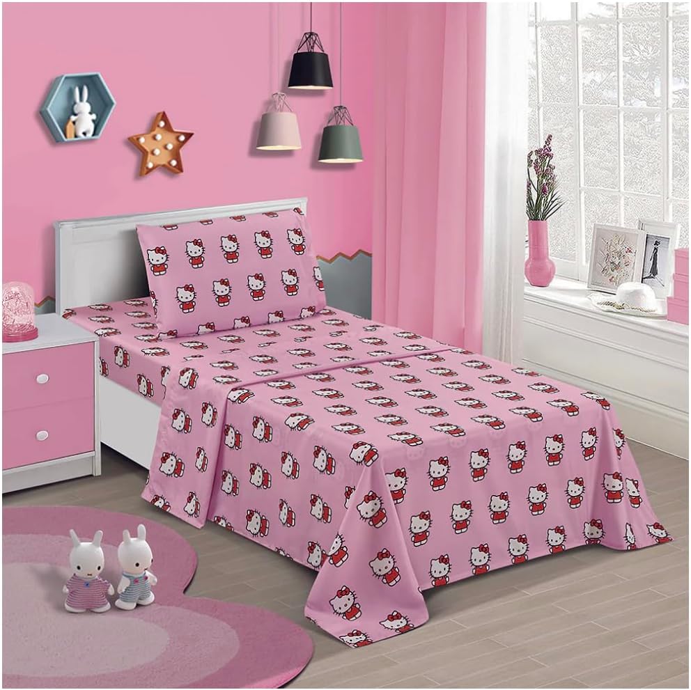 Twin Size Sheet Set 3 Pieces Kids Pink k7