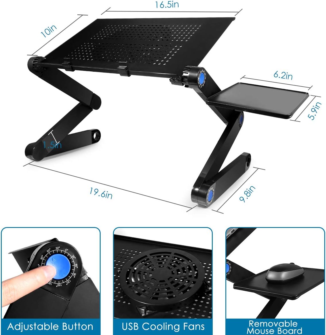 Foldable Aluminum Laptop Desk with Cooling Fan m7