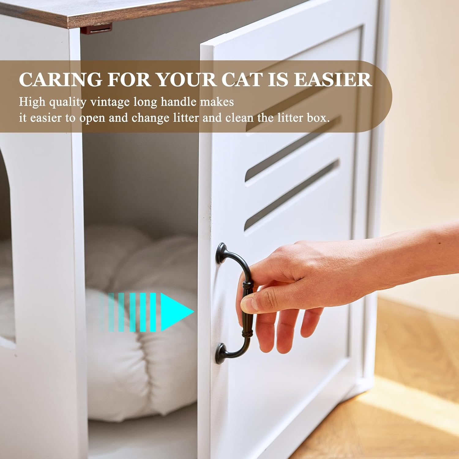 Corner Litter Box Enclosure for Two Cats, Hidden Cabinet Furniture a7
