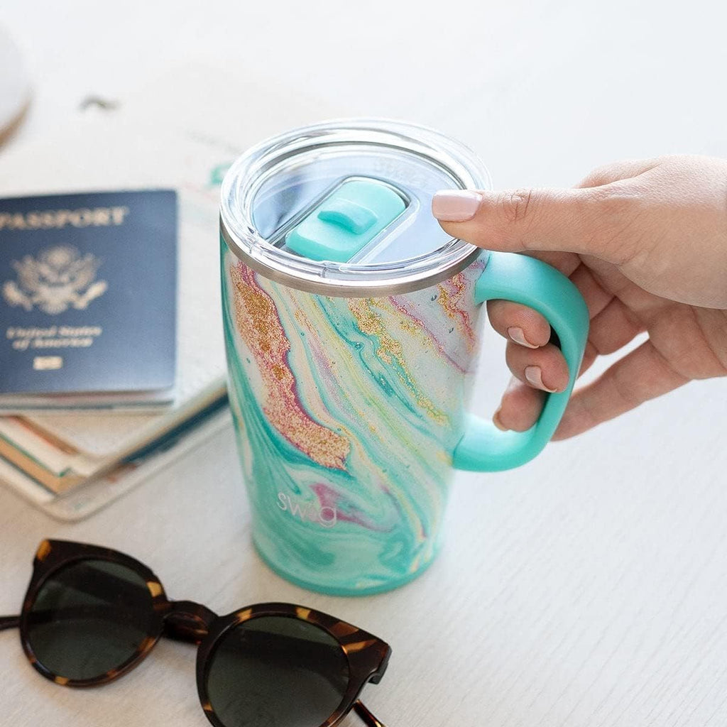Insulated Travel Mug with Handle and Lid, Stainless Steel k7m