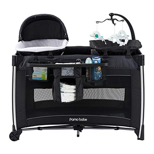 Portable Baby Crib Foldable Travel Playard with Bassinet and Changing Table k7m