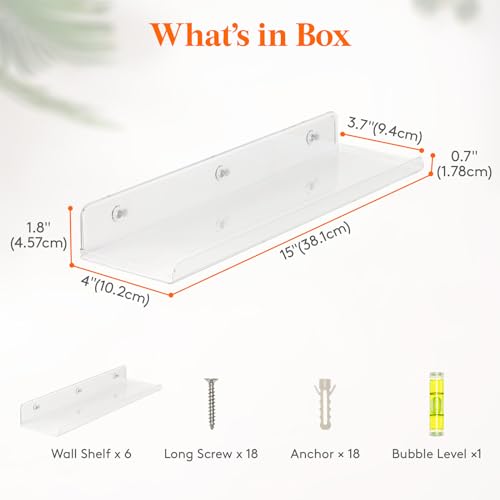 Acrylic Wall Shelves 10 Pack White 15 Inch Decor q7B