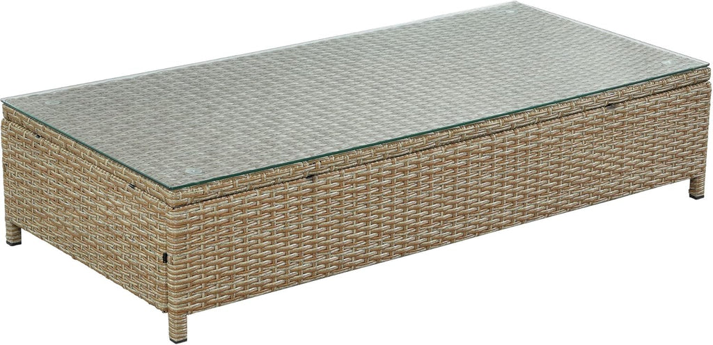 3-Piece Patio Rattan Sectional Sofa Set with Glass Table a7k