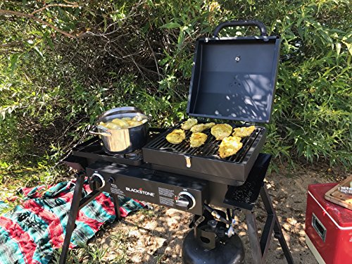 Stainless Steel 2 Burner Portable Gas Grill and Griddle Combo 35000 BTU k7m