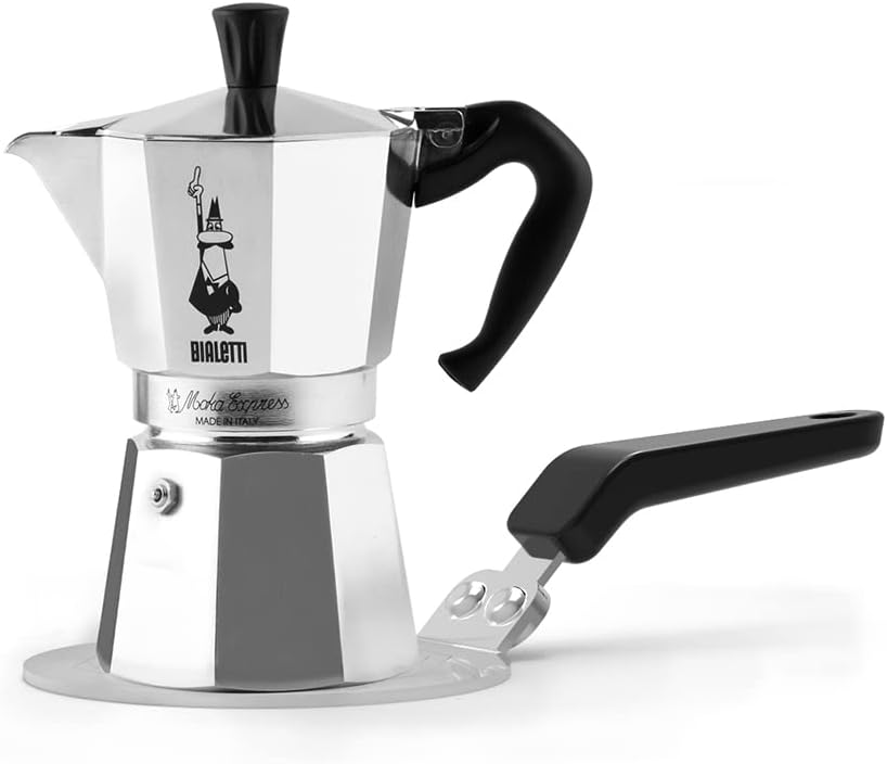 Stovetop Espresso Maker 3 Cups Aluminum Silver k7