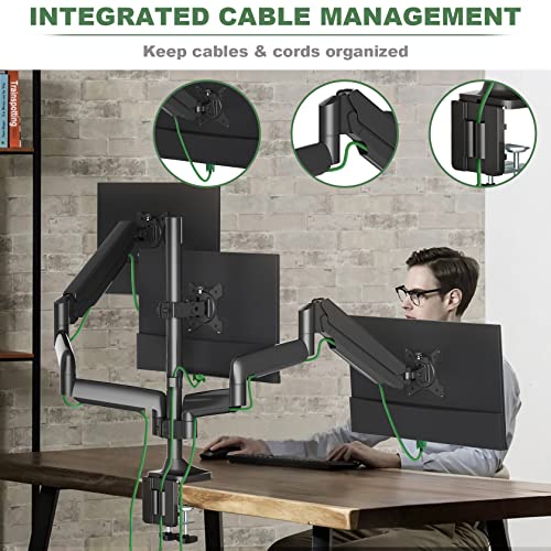 Triple Monitor Desk Mount for Three Flat or Curved Screens up to 27 inch, VESA 100x100mm k7