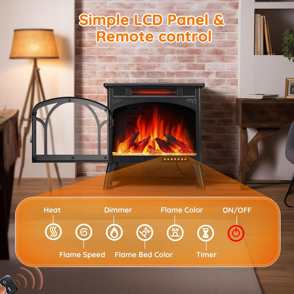 Electric Fireplace Heater with 3D Flame Effect and Remote k7m