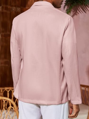 Men's Casual Linen Blazer Suit Jacket Two Button Slim Fit Lightweight Business Sport Coats k7