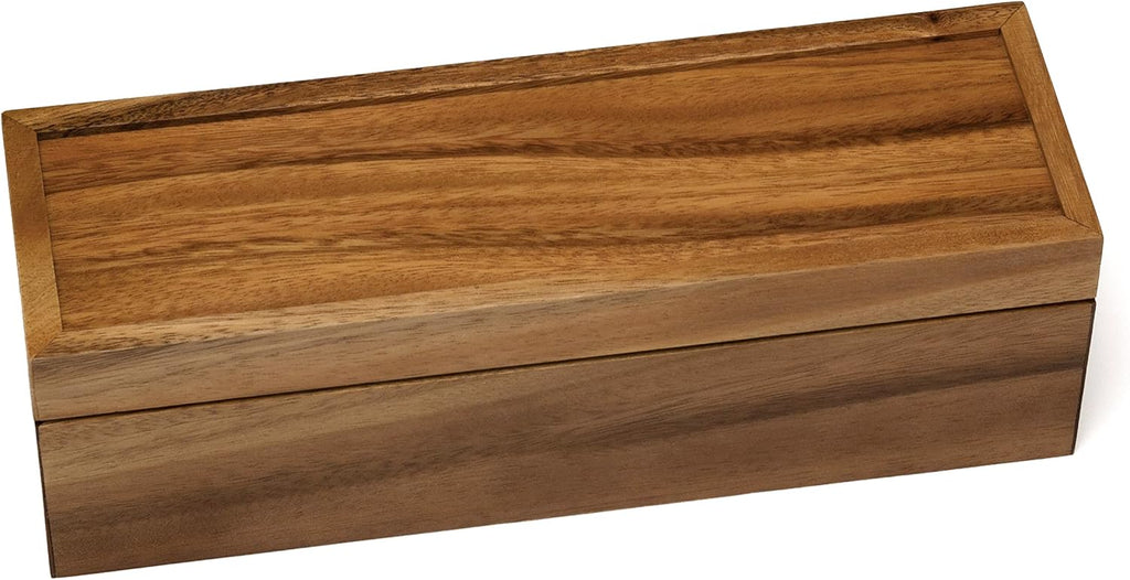 Acacia Wood Tea Box with 4 Sections 8x