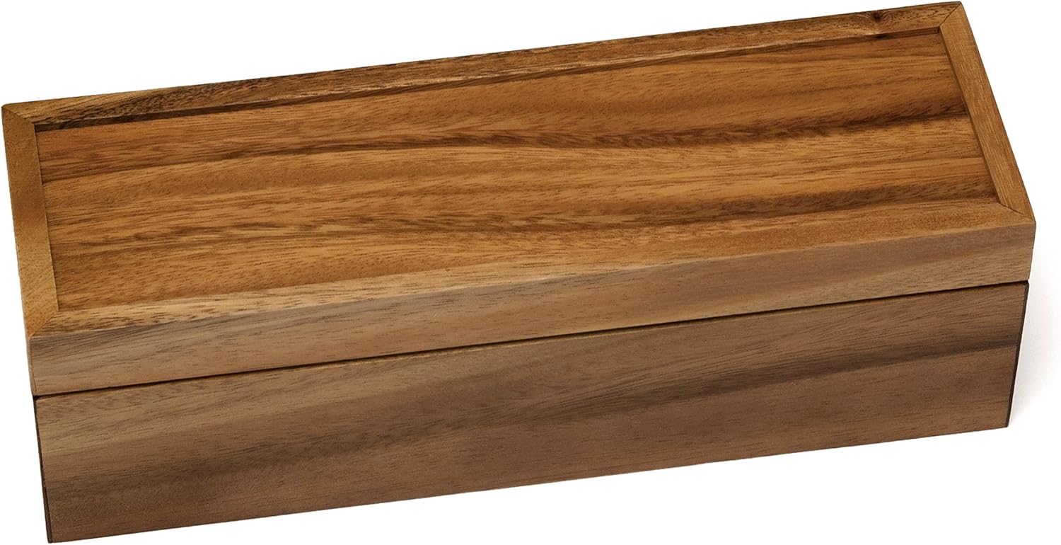 Acacia Wood Tea Box with 4 Sections 8x