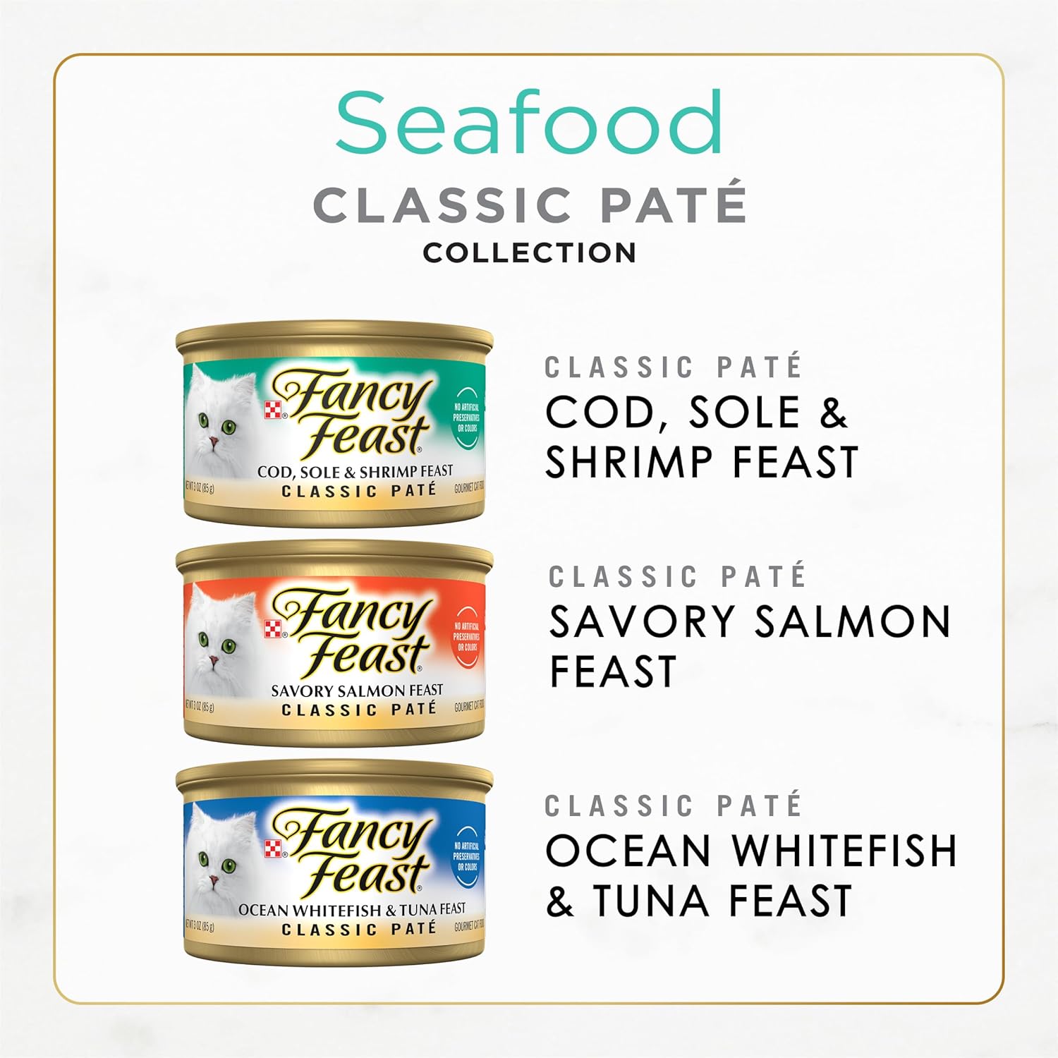 Seafood Pate Wet Cat Food Variety Pack 3 oz Cans a7