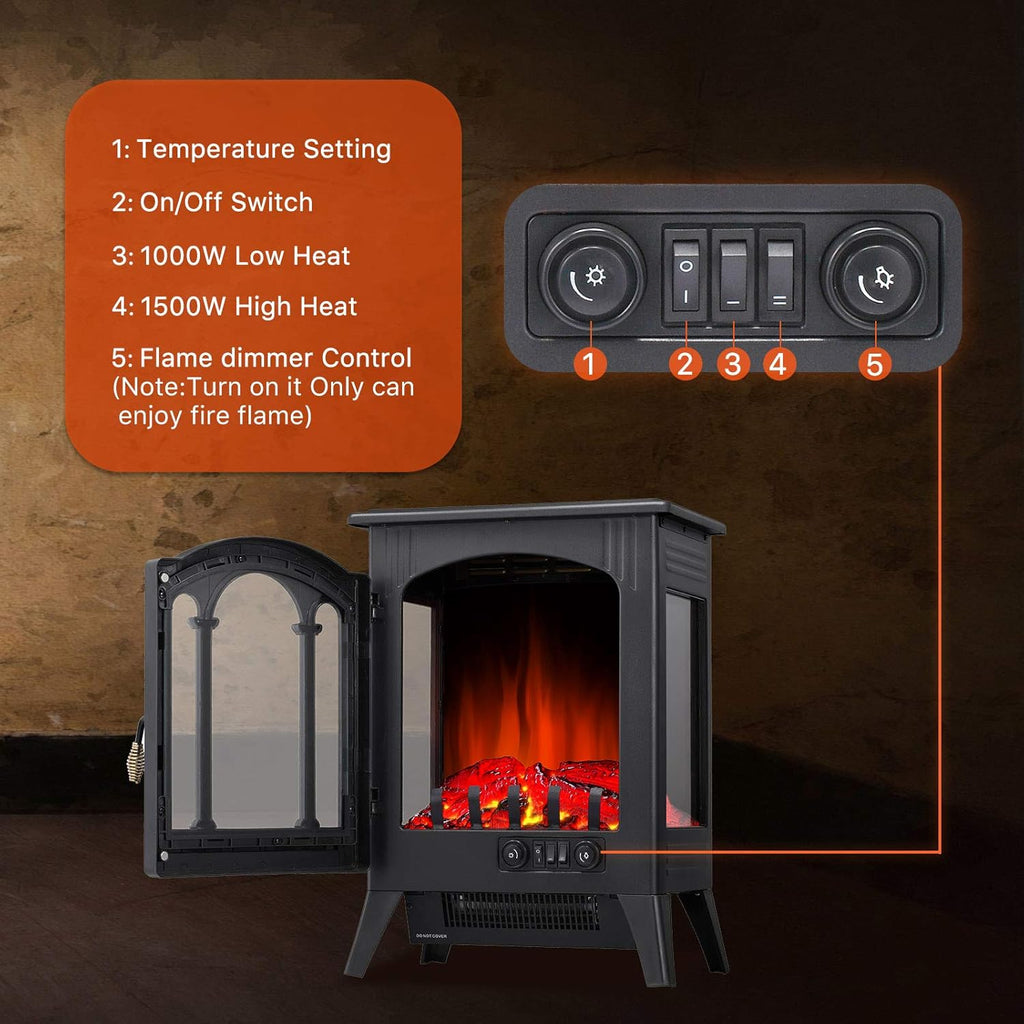 3D Infrared Electric Fireplace Heater Portable Thermostat q7k
