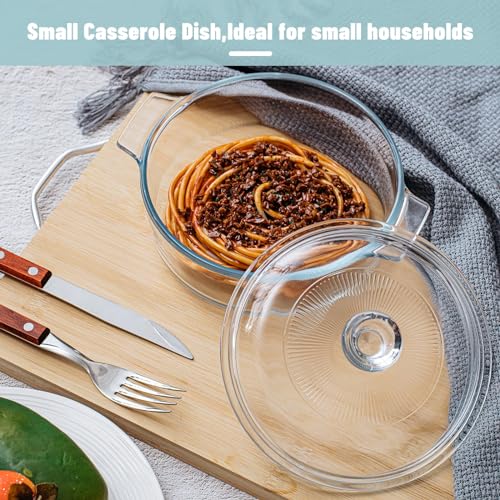 Glass Casserole Dish with Lid Oven Safe Square 0.8L k7