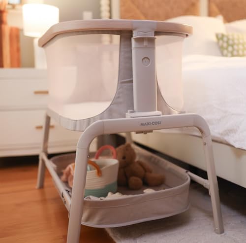 Portable Baby Bassinet with Height Adjustable Mesh and Storage Basket a7