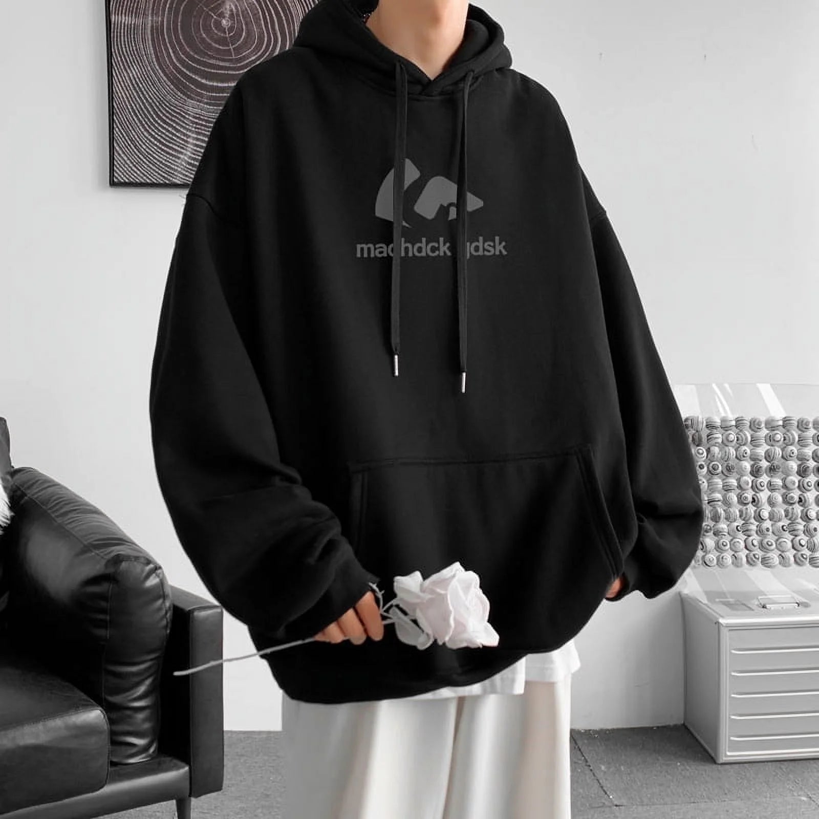Hip Hop Hooded Sweatshirt Black XL a7