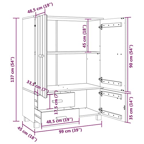 Solid Wood Pine Wardrobe with Storage for Coats and Shoes k7m