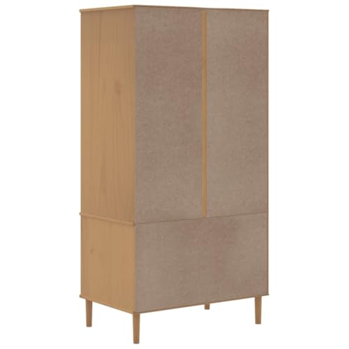Wardrobe Rattan Look Solid Pine Wood 35.4x21.7x68.9 in q7
