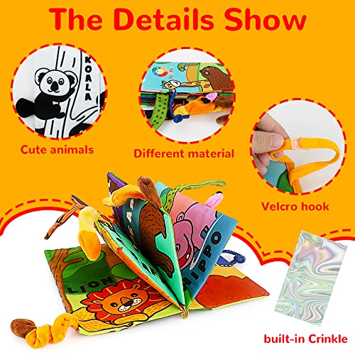 Tummy Time Mirror with Soft Crinkle Cloth Book and Teether Toys for Newborns a7