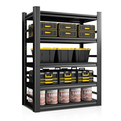 72"H|48"W Garage Shelving Unit and Storage-Easy Assembly Metal Shelves 5-Tier Rack|with Wheels Adjustable Shelf|Steel Rust-Resistant Shelves for Industrial,Warehouse,Basement,Workshop Organization