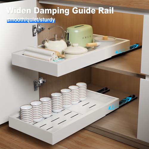 Cabinet Organizer Pull Out Drawer Expandable 16.5-21.8 White k7