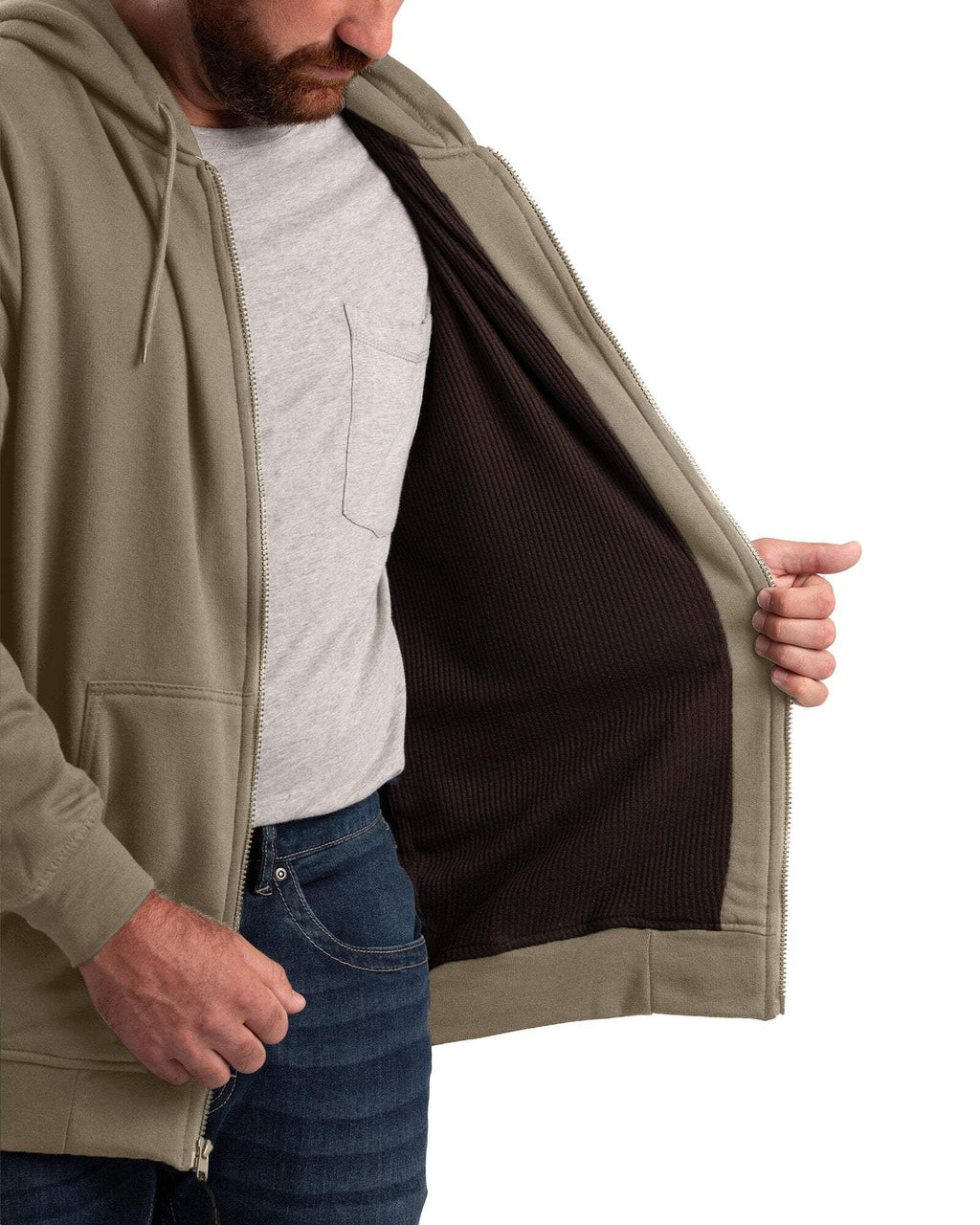 Thermal-lined full-zip hooded sweatshirt k7