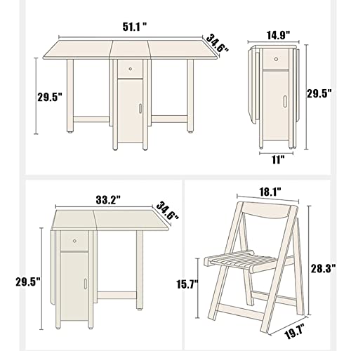 Folding Dining Table Set with 4 Chairs for Small Spaces k7m