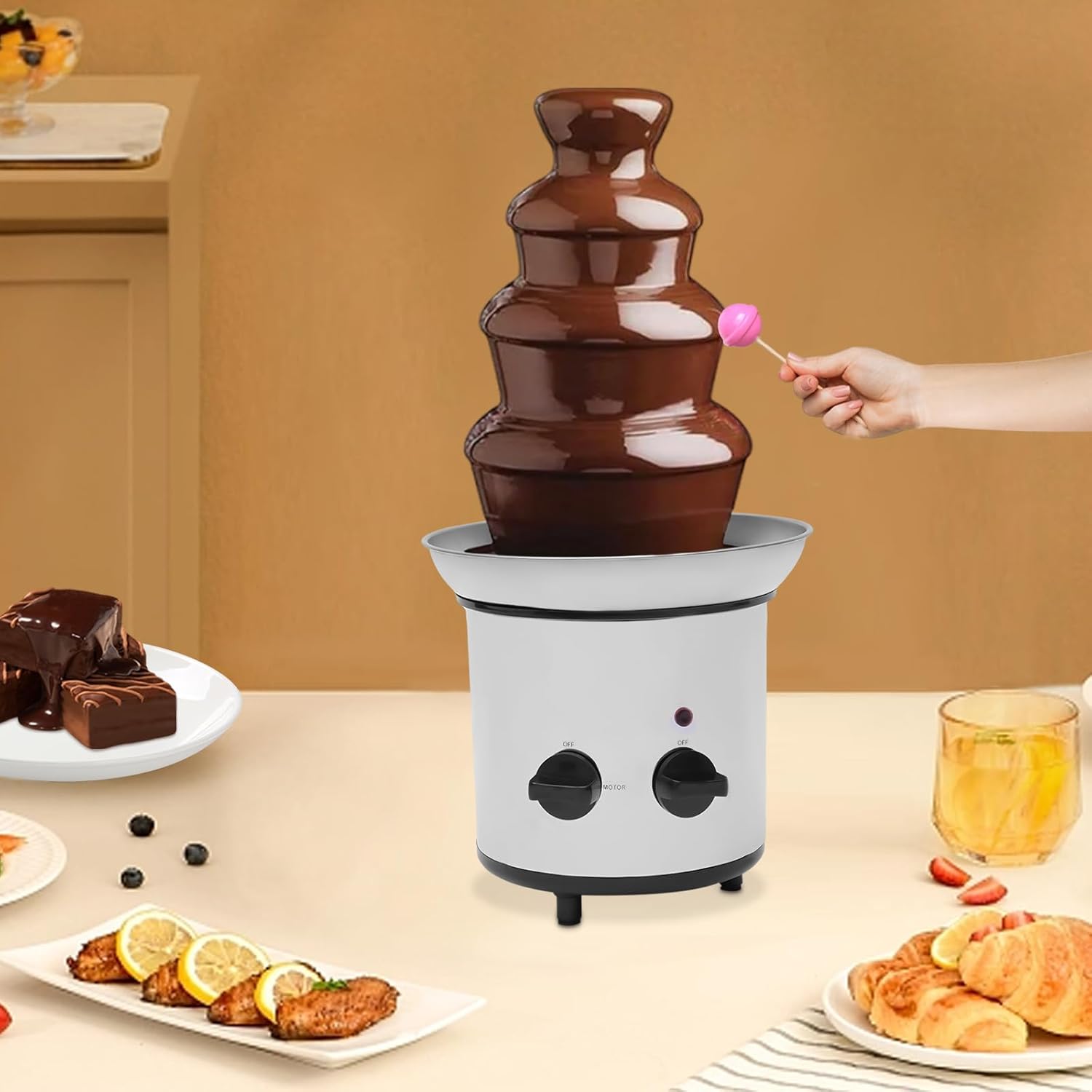 170W 4-Tier Electric Chocolate Fondue Fountain for Parties k7m