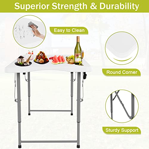Folding Table 6ft Portable Picnic Dining Table with Carrying Handle White k7p