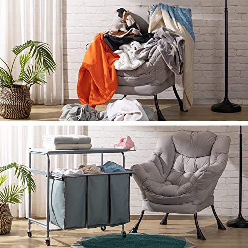 Laundry Sorter with Ironing Board and Rolling 3-Bag Hamper a7k