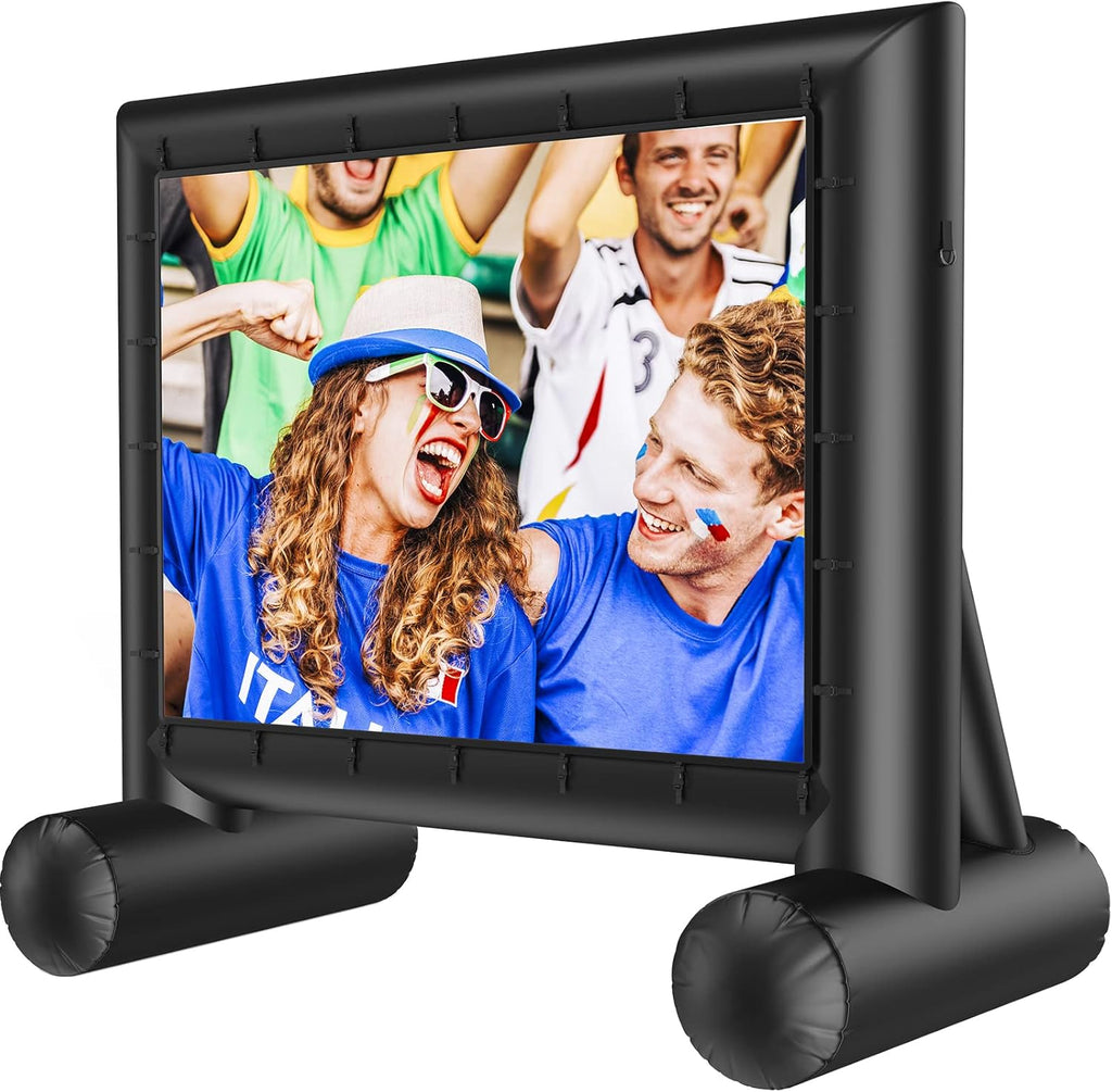 Amada 14 Feet Outdoor Inflatable Movie Screen, Projector Screen with Fast Low-Noise Air, Support Front Rear Projection for Backyard Movie Night, Home Theater, Theme Party, AMPJ04