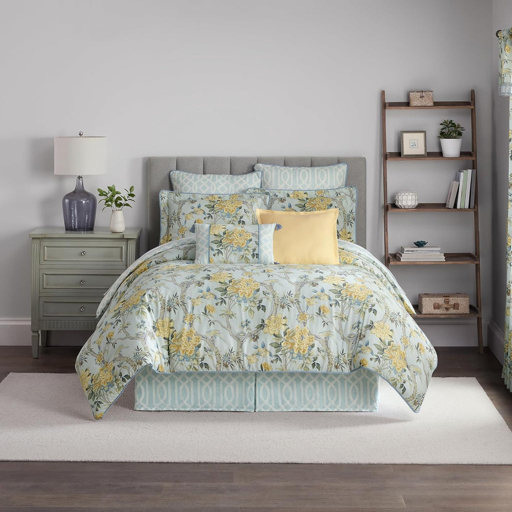 4 Piece Cotton Comforter Set Queen Blue k7m