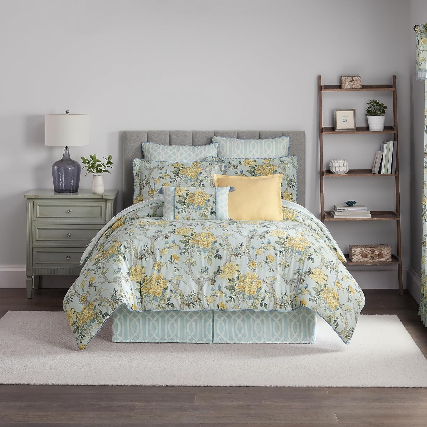 4 Piece Cotton Comforter Set Queen Blue k7m