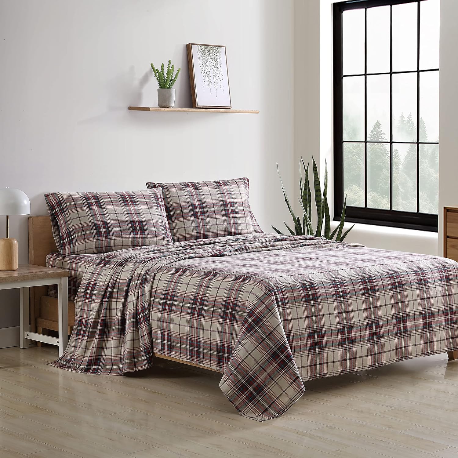 Queen Flannel Cotton Sheets Set Brushed Softness Cozy7k