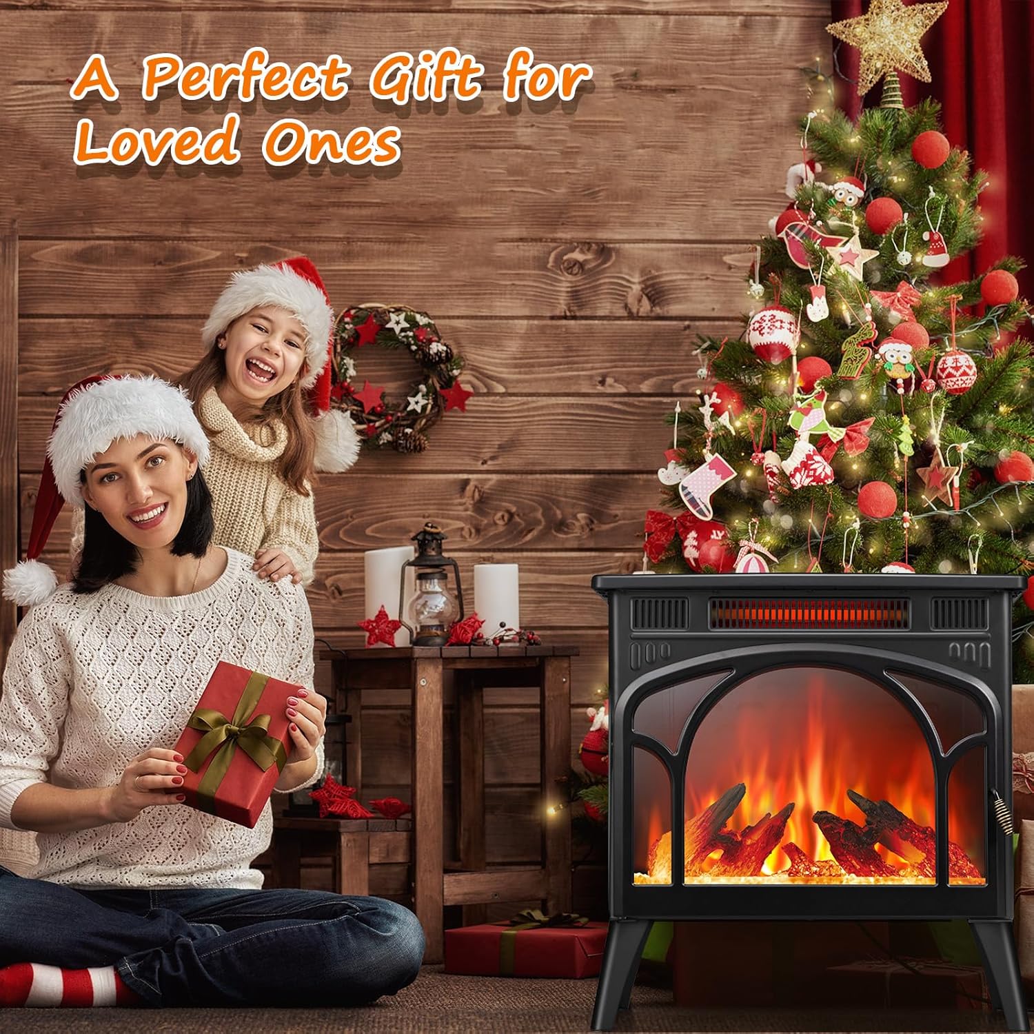Electric Fireplace Heater with 3D Flame Effect and Remote k7m