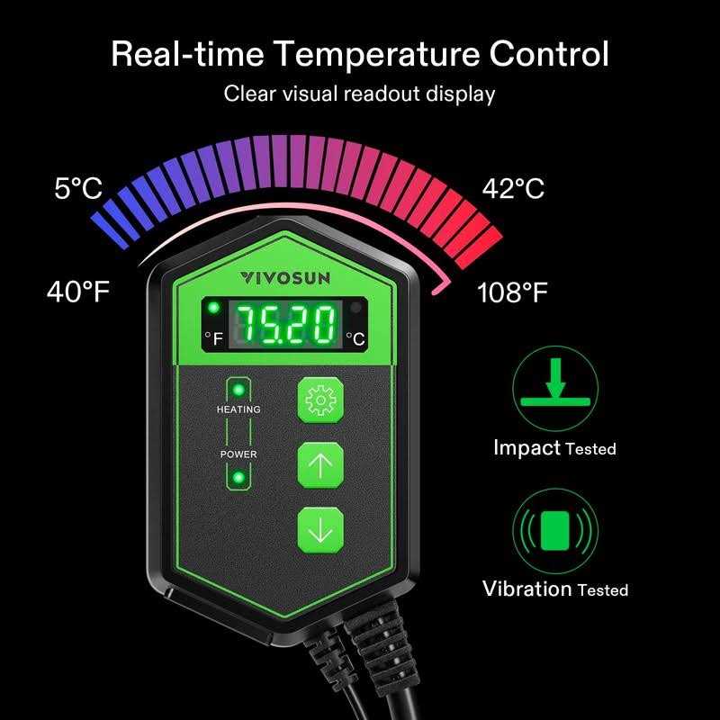 Digital Heat Mat Thermostat Temperature Controller 40-108F 1000W for Reptiles k7